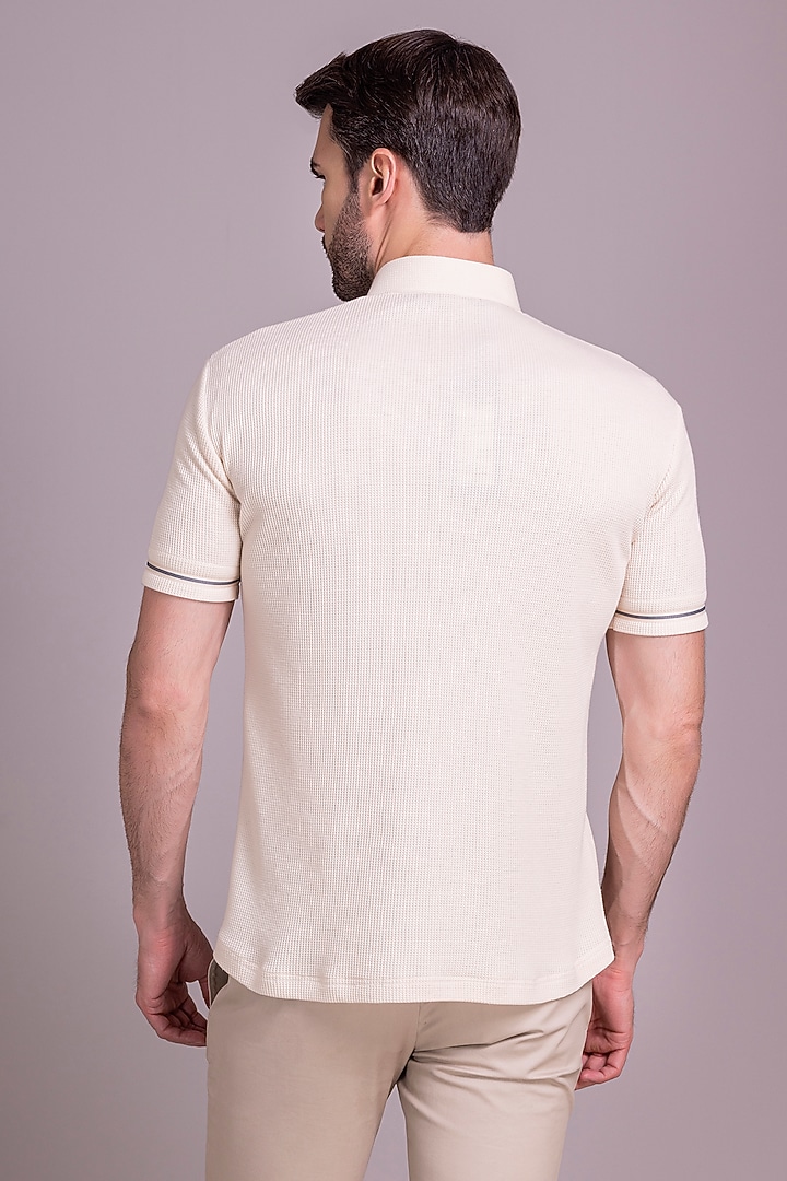 Cream Knit T-Shirt by AMIT ARORA at Pernia's Pop Up Shop