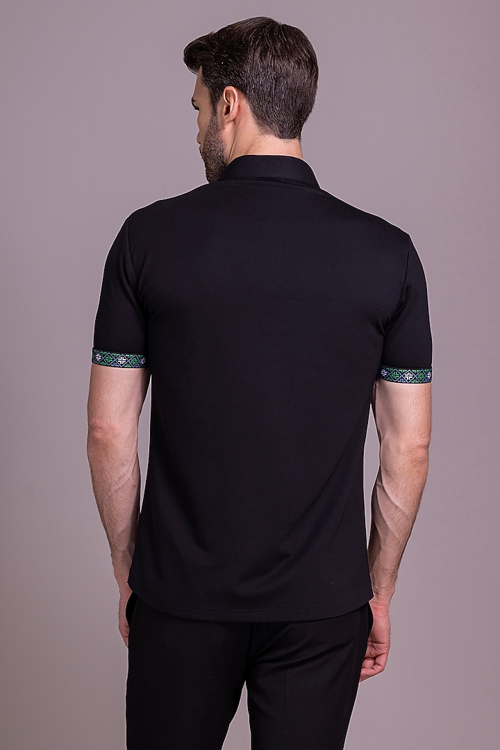 Black Knit T-Shirt by AMIT ARORA at Pernia's Pop Up Shop