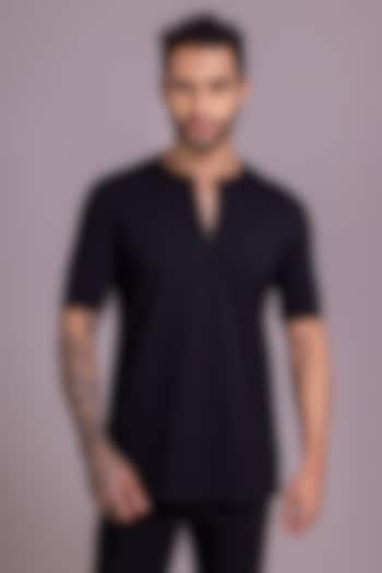 Black Knit T-Shirt by AMIT ARORA at Pernia's Pop Up Shop