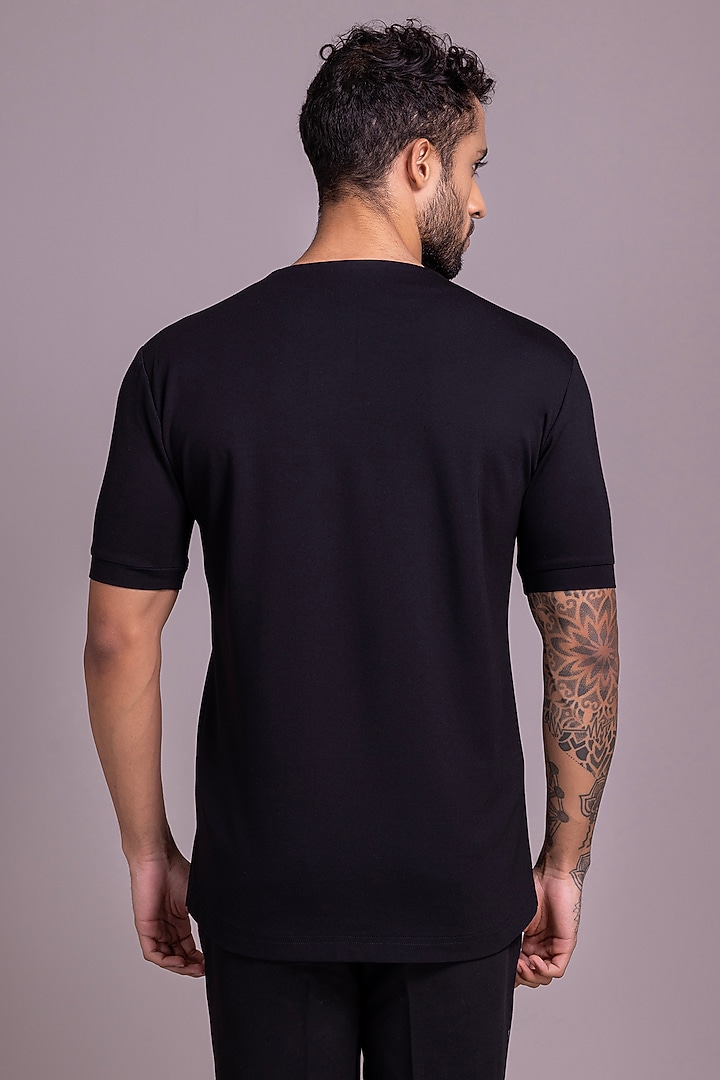 Black Knit T-Shirt by AMIT ARORA at Pernia's Pop Up Shop