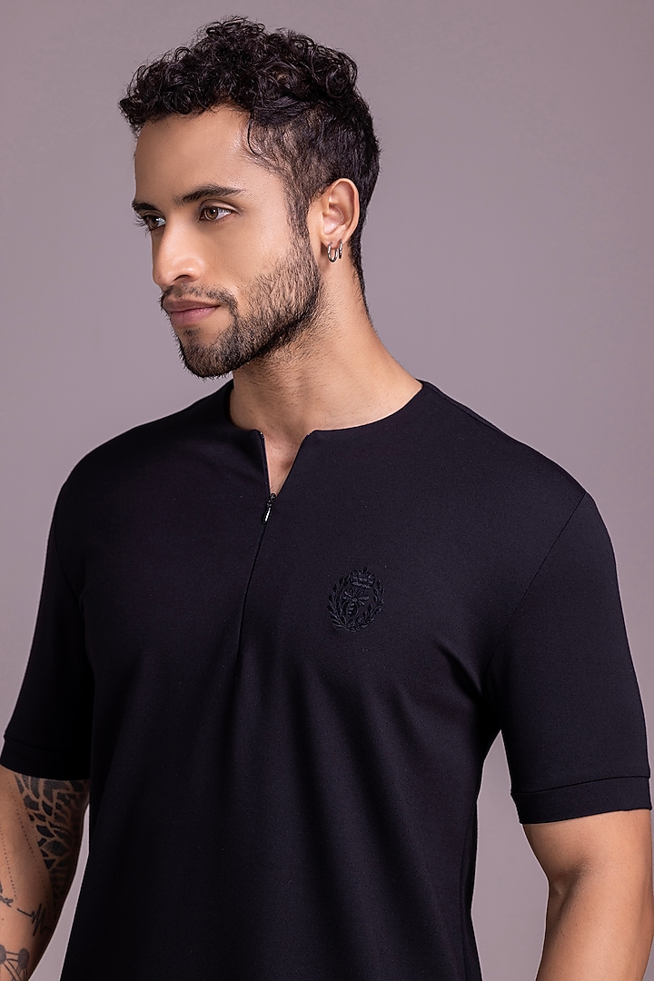 Black Knit T-Shirt by AMIT ARORA at Pernia's Pop Up Shop