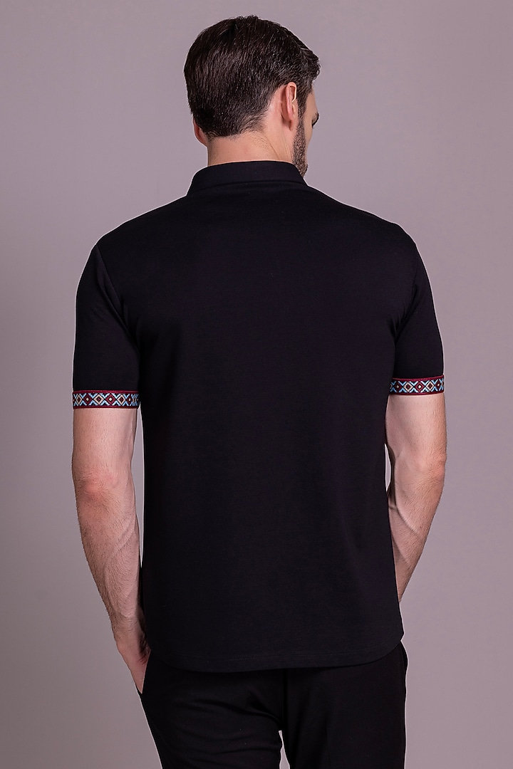 Black Knit T-Shirt by AMIT ARORA at Pernia's Pop Up Shop