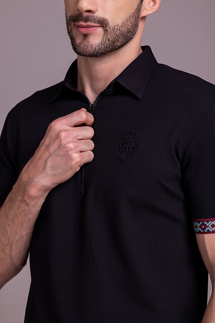 Black Knit T-Shirt by AMIT ARORA at Pernia's Pop Up Shop