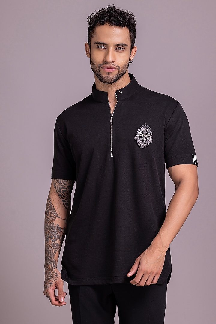 Black Knit T-Shirt by AMIT ARORA