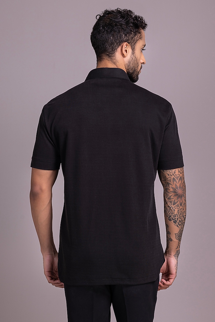 Black Knit T-Shirt by AMIT ARORA at Pernia's Pop Up Shop