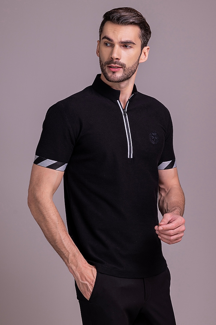 Black Knit T-Shirt by AMIT ARORA at Pernia's Pop Up Shop