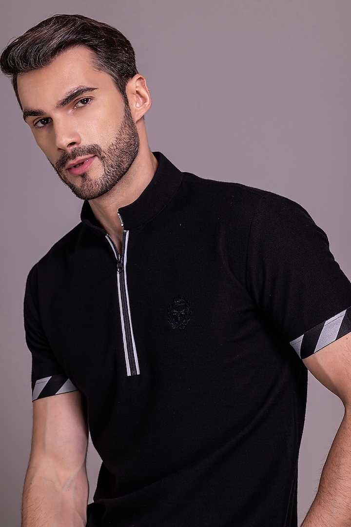 Black Knit T-Shirt by AMIT ARORA at Pernia's Pop Up Shop