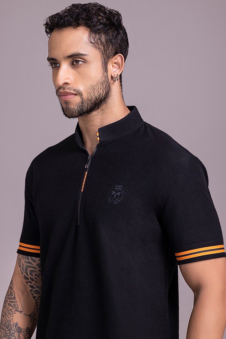Black Knit T-Shirt by AMIT ARORA at Pernia's Pop Up Shop