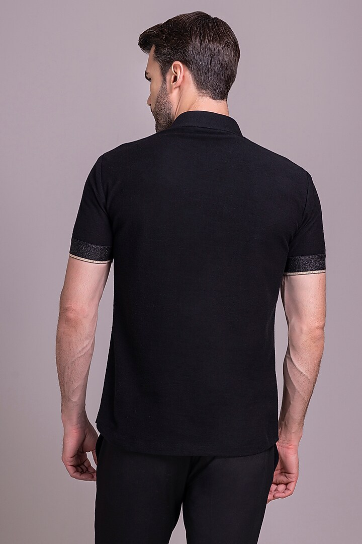 Black Knit T-Shirt by AMIT ARORA at Pernia's Pop Up Shop