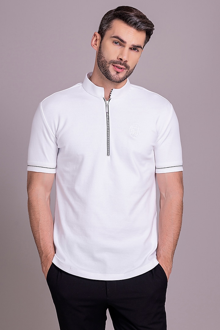 White Knit T-Shirt by AMIT ARORA