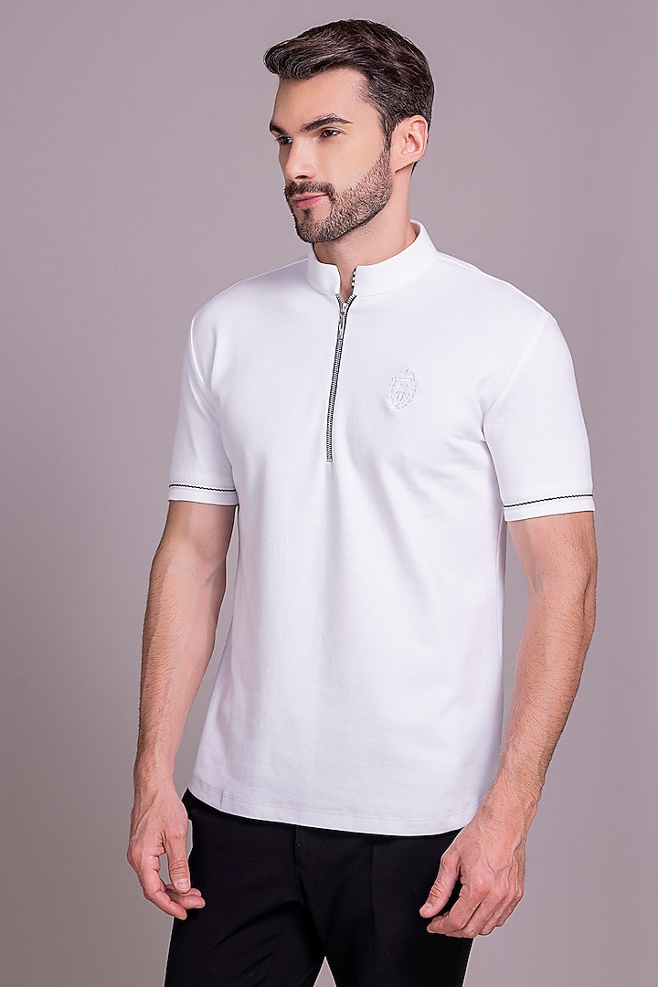 White Knit T-Shirt by AMIT ARORA at Pernia's Pop Up Shop