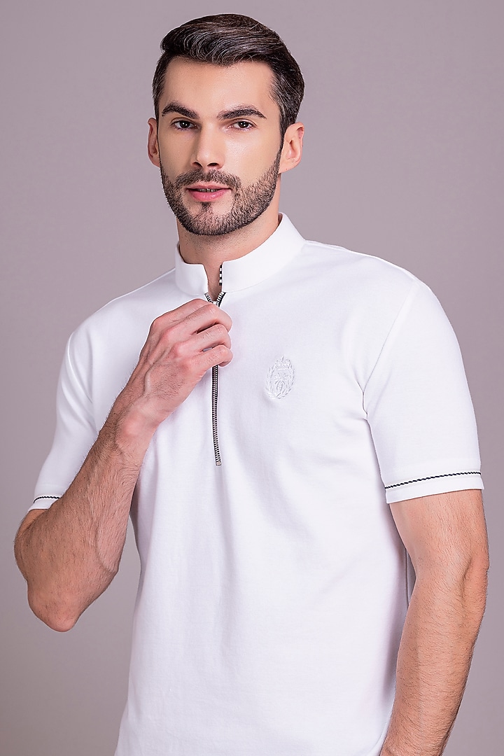 White Knit T-Shirt by AMIT ARORA at Pernia's Pop Up Shop