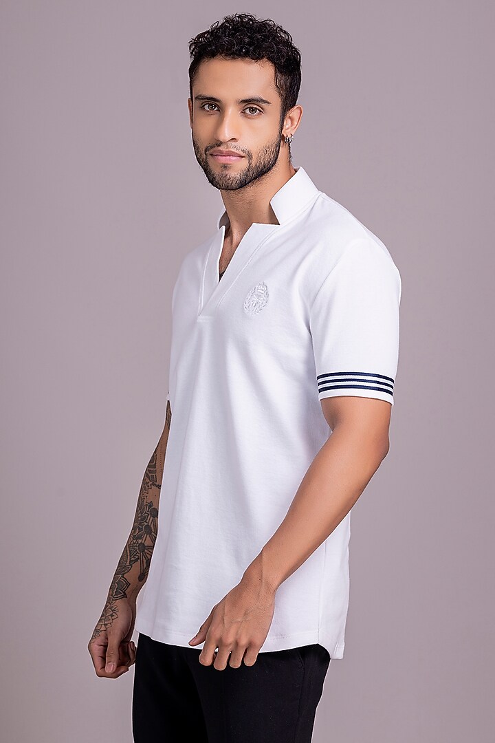 White Knit T-Shirt by AMIT ARORA at Pernia's Pop Up Shop