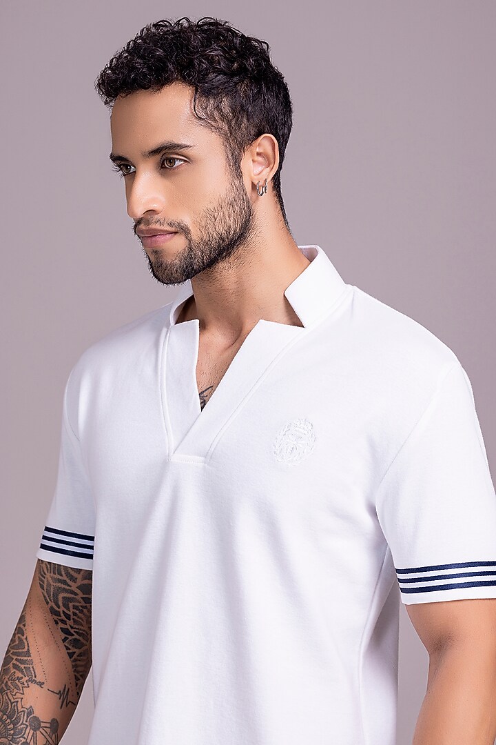 White Knit T-Shirt by AMIT ARORA at Pernia's Pop Up Shop