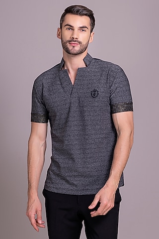 Dark Grey Knit T-Shirt by AMIT ARORA