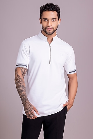 White Knit T-Shirt by AMIT ARORA