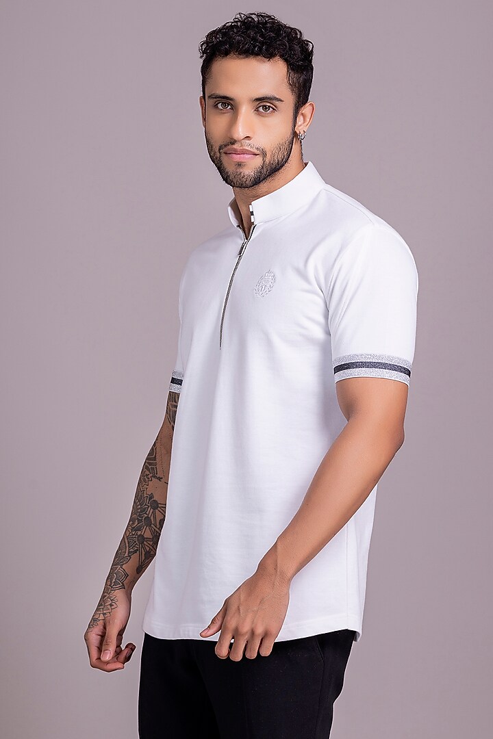 White Knit T-Shirt by AMIT ARORA at Pernia's Pop Up Shop