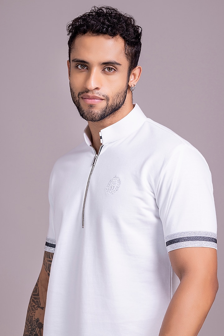 White Knit T-Shirt by AMIT ARORA at Pernia's Pop Up Shop