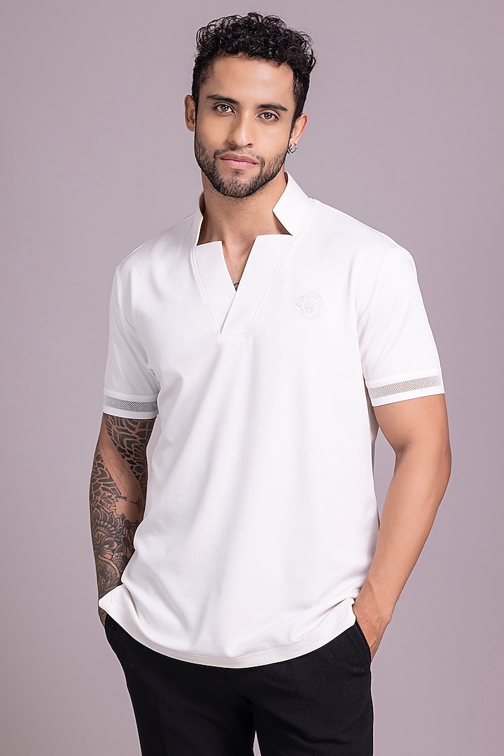 White Knit T-Shirt by AMIT ARORA