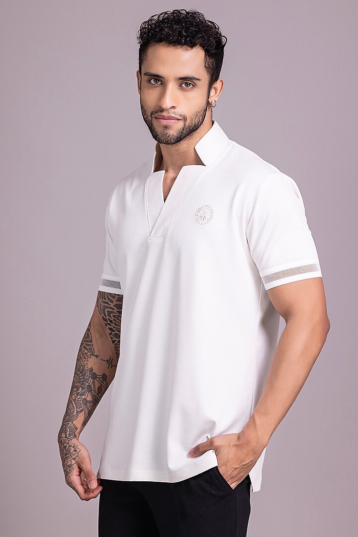 White Knit T-Shirt by AMIT ARORA at Pernia's Pop Up Shop