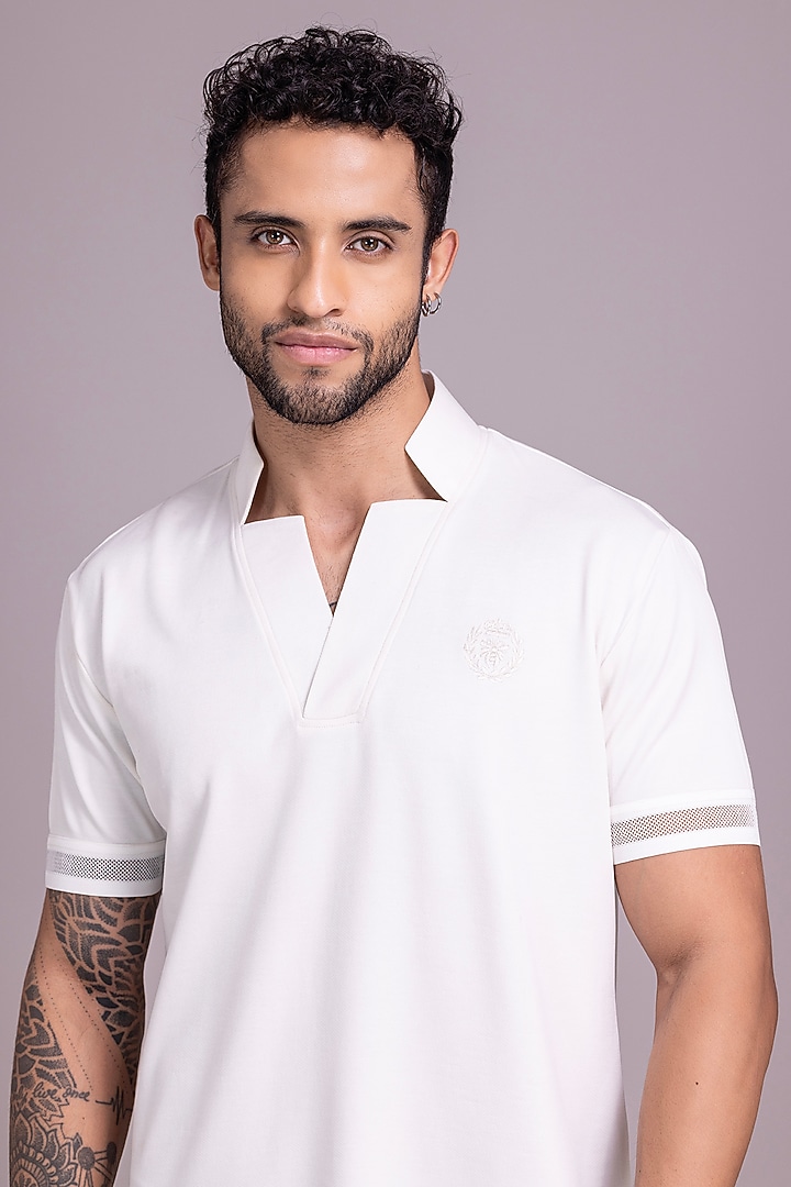 White Knit T-Shirt by AMIT ARORA at Pernia's Pop Up Shop