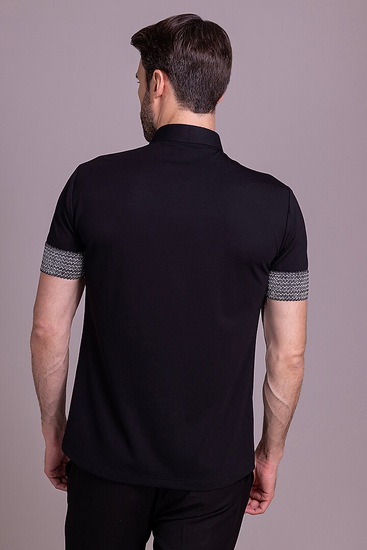 Black Knit T-Shirt by AMIT ARORA at Pernia's Pop Up Shop