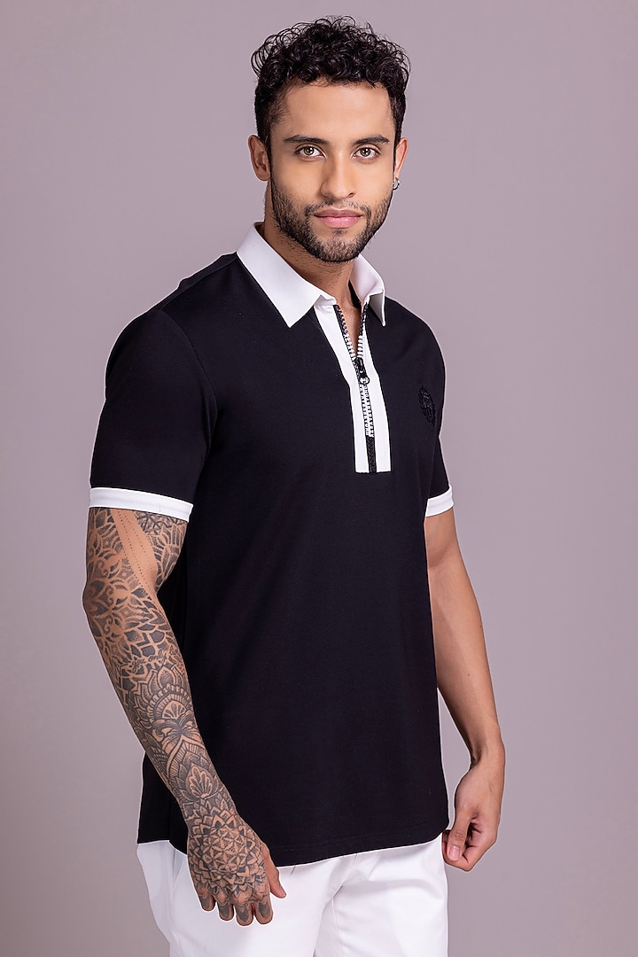 Black Knit T-Shirt by AMIT ARORA at Pernia's Pop Up Shop