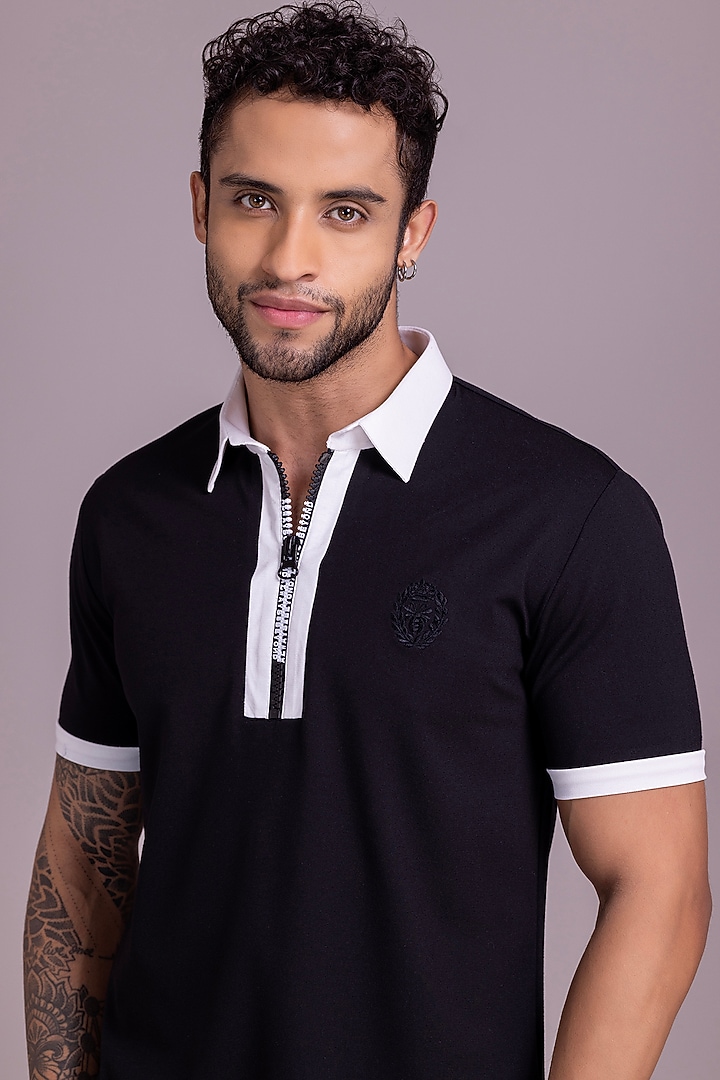 Black Knit T-Shirt by AMIT ARORA at Pernia's Pop Up Shop