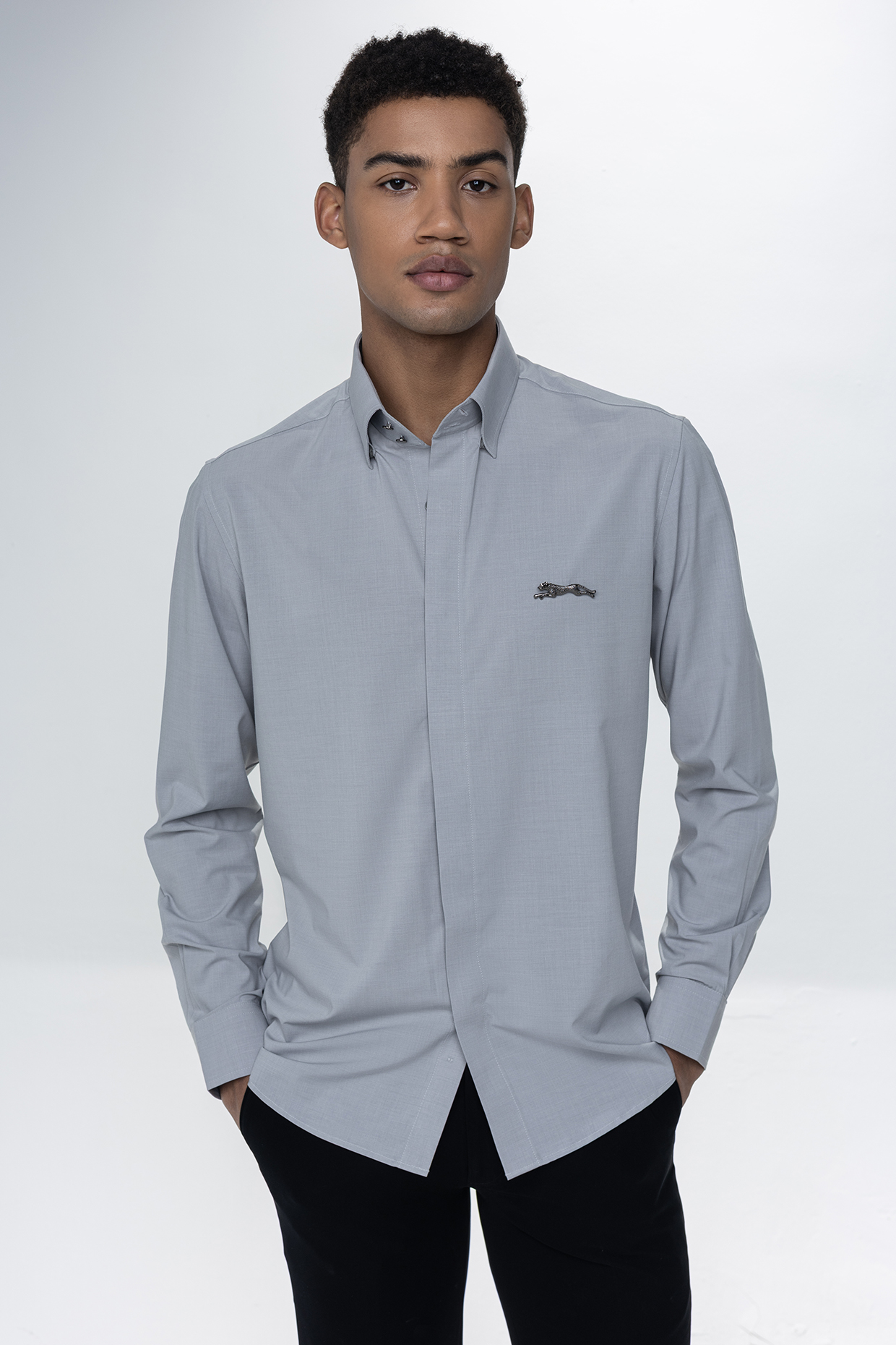 Light Grey Acetate Shirt by AMIT ARORA