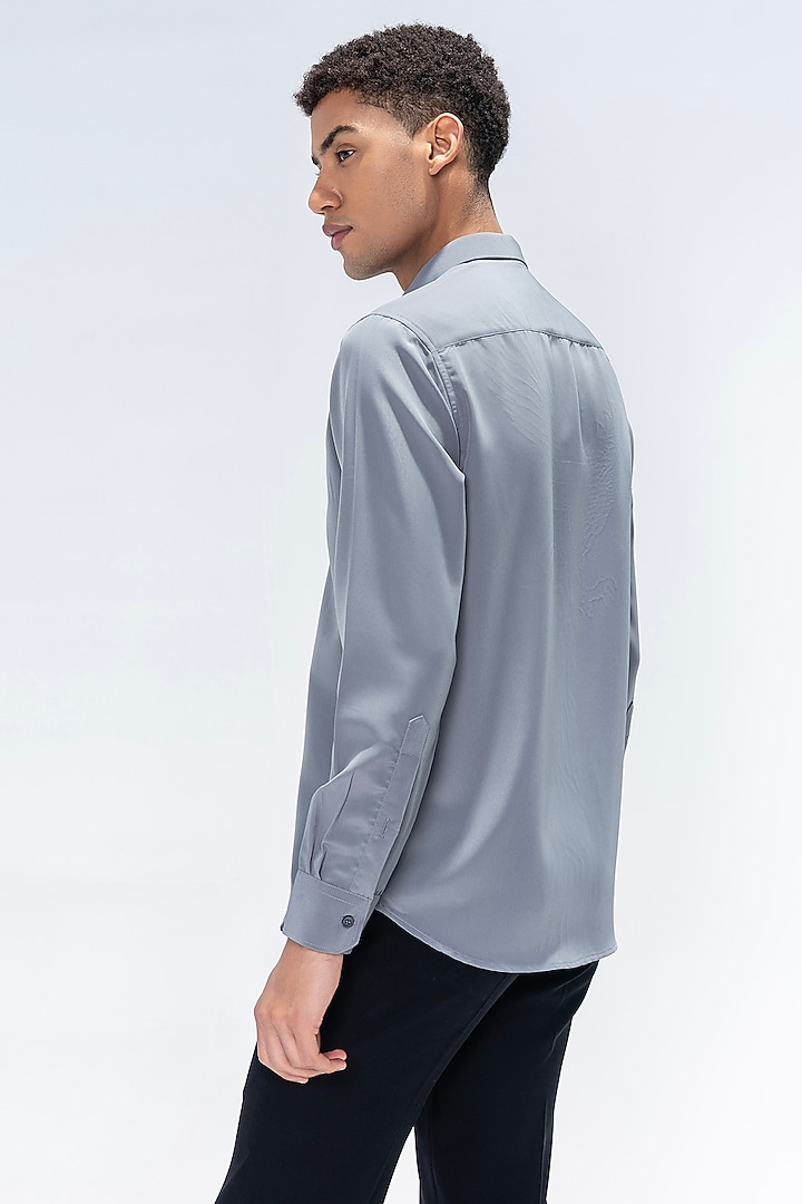 Light Grey Acetate Party Wear Shirt by AMIT ARORA at Pernia's Pop Up Shop