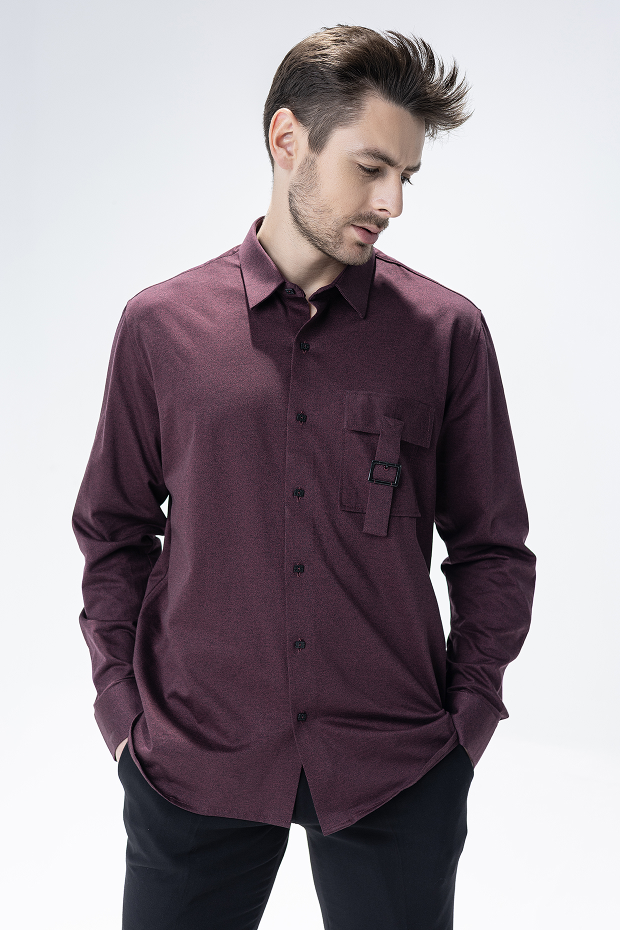 Maroon Knit Shirt by AMIT ARORA