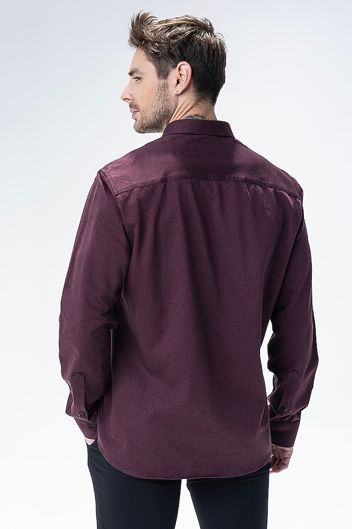 Maroon Knit Party Wear Shirt by AMIT ARORA at Pernia's Pop Up Shop