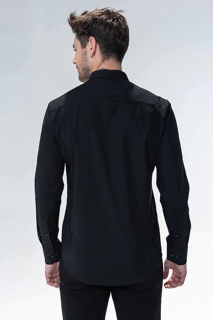 Black Acetate Embroidered Party Wear Shirt by AMIT ARORA at Pernia's Pop Up Shop