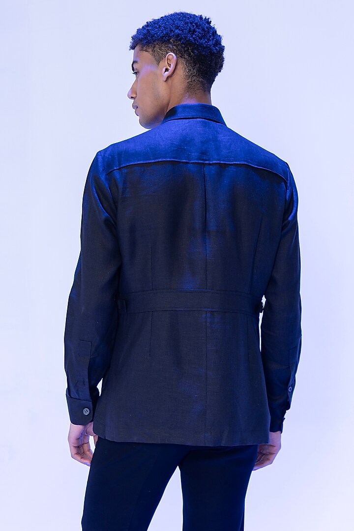 Black Linen Party Wear Shirt by AMIT ARORA at Pernia's Pop Up Shop