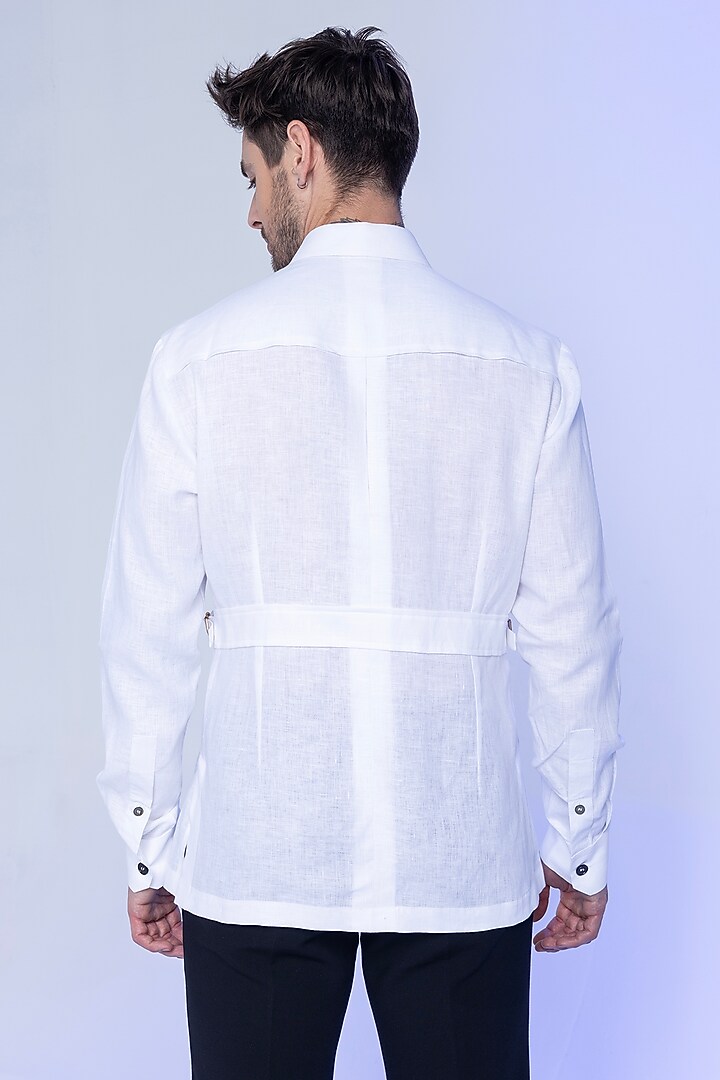 White Linen Party Wear Shirt by AMIT ARORA at Pernia's Pop Up Shop