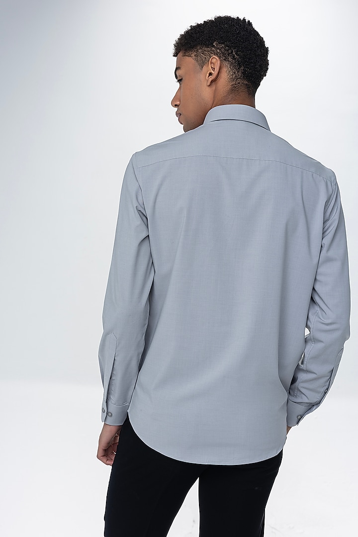 Grey Polynosic Motif Embroidered Party Wear Shirt by AMIT ARORA at Pernia's Pop Up Shop