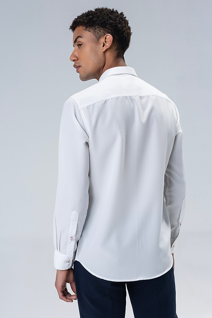 White Knit Embroidered Party Wear Shirt by AMIT ARORA at Pernia's Pop Up Shop