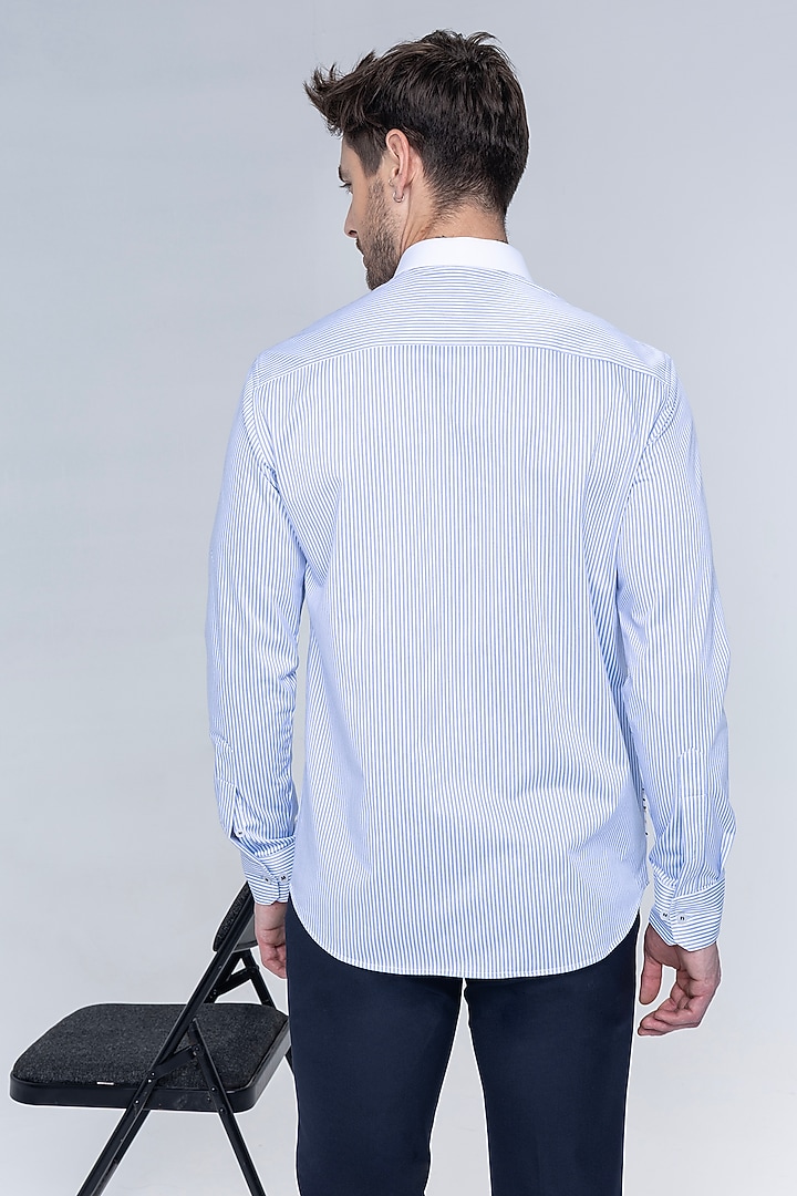 White Knit Motif Embroidered Party Wear Shirt by AMIT ARORA at Pernia's Pop Up Shop
