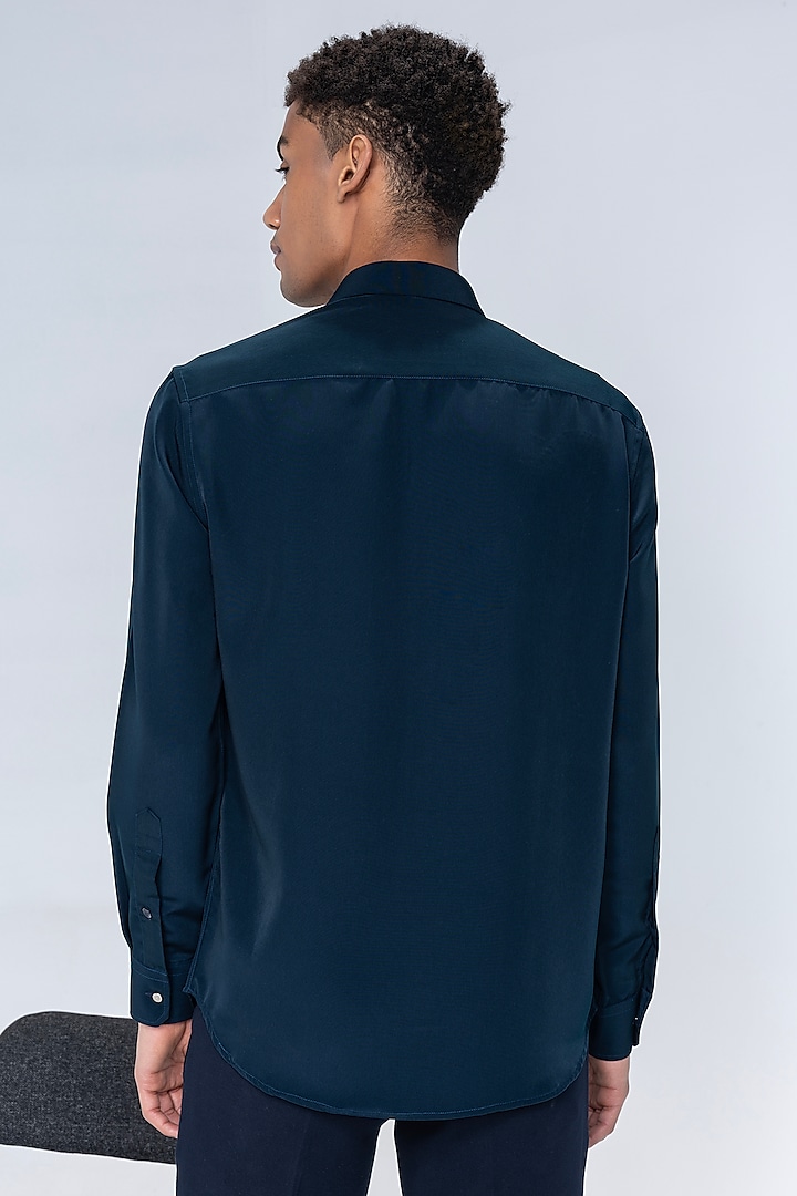 Dark Turquoise Polynosic Embellished Party Wear Shirt by AMIT ARORA at Pernia's Pop Up Shop