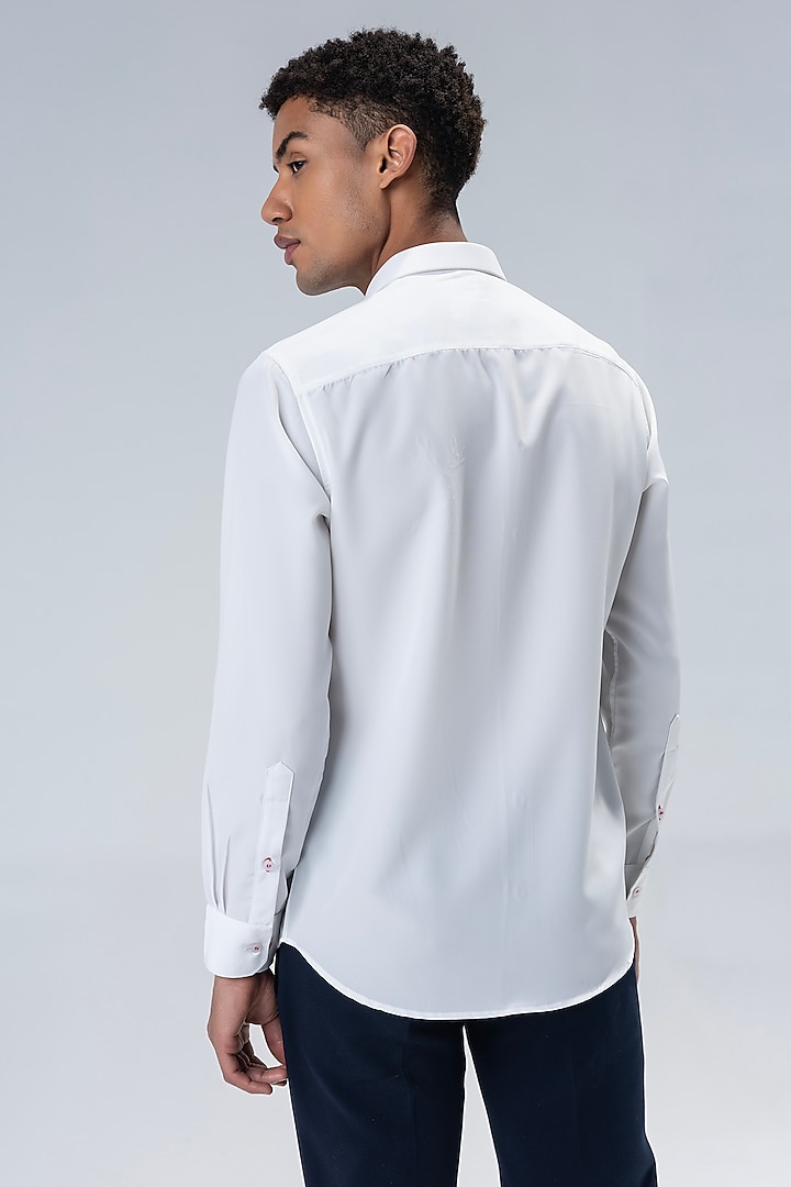 White Polynosic Motif Embroidered Party Wear Shirt by AMIT ARORA at Pernia's Pop Up Shop