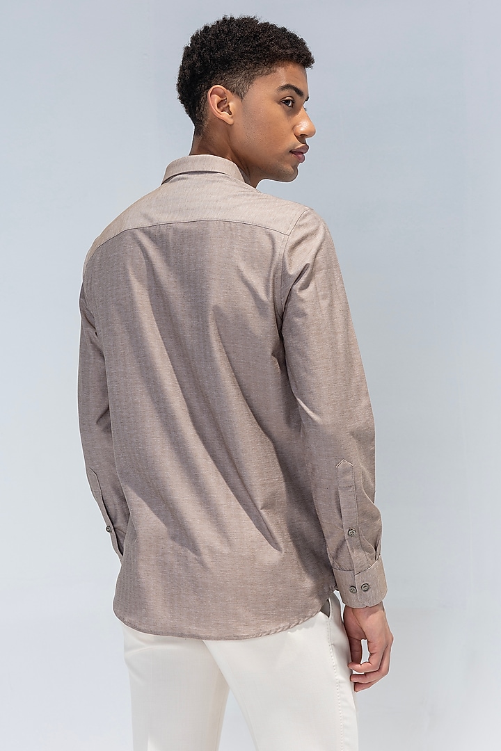 Beige Knit Hand Embroidered Party Wear Shirt by AMIT ARORA at Pernia's Pop Up Shop