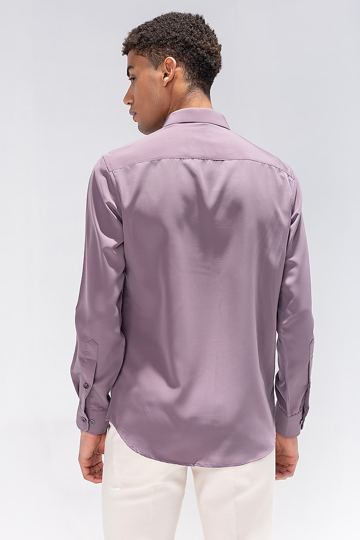 Dark Lilac Polynosic Hand Embroidered Party Wear Shirt by AMIT ARORA at Pernia's Pop Up Shop