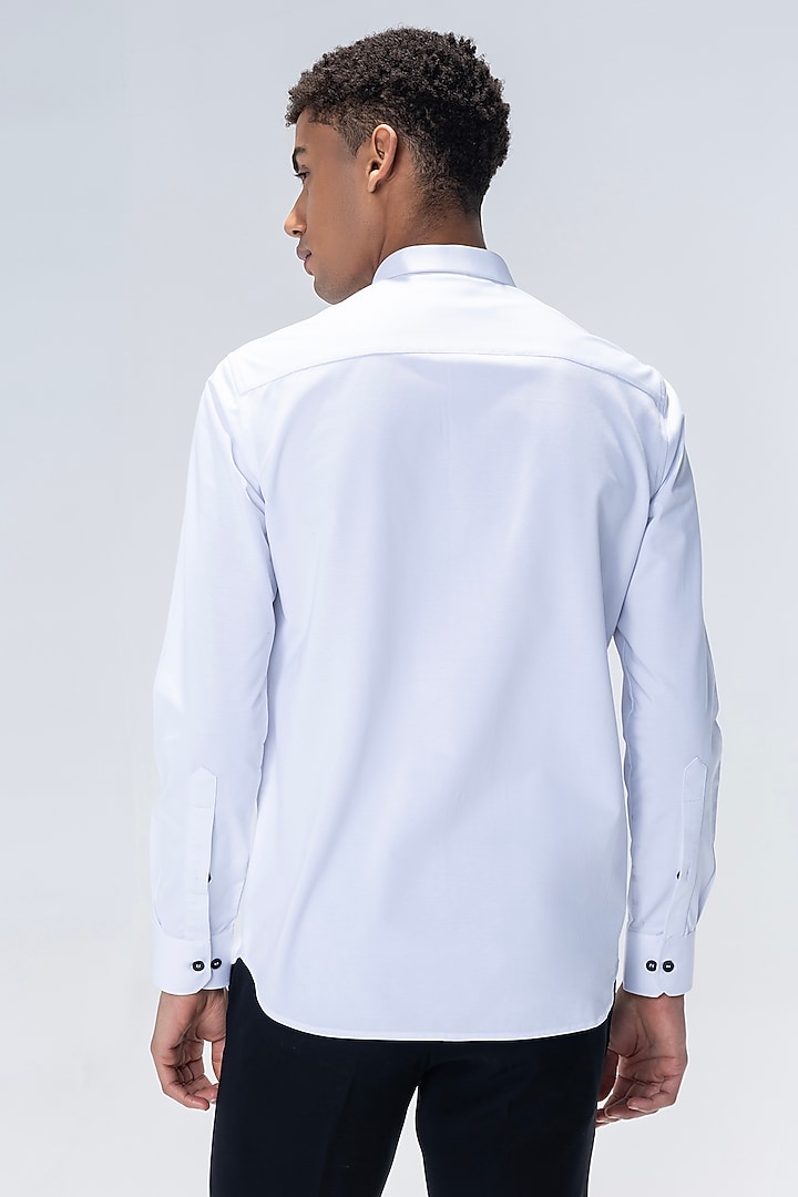 White Cotton Lycra Party Wear Shirt by AMIT ARORA at Pernia's Pop Up Shop