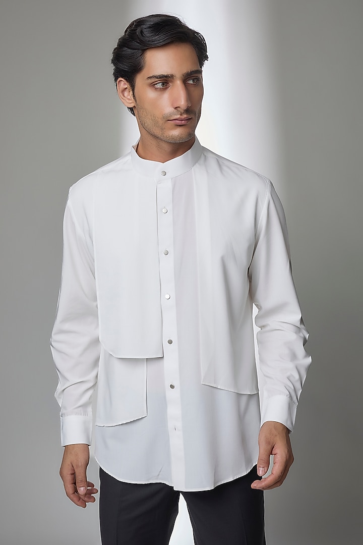 Ivory Tencel Party Wear Shirt by AMIT ARORA at Pernia's Pop Up Shop
