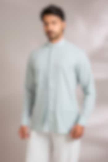 Mint Green Tencel Party Wear Shirt by AMIT ARORA at Pernia's Pop Up Shop