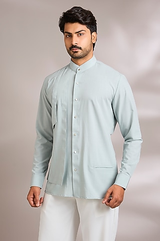 Mint Green Tencel Shirt by AMIT ARORA