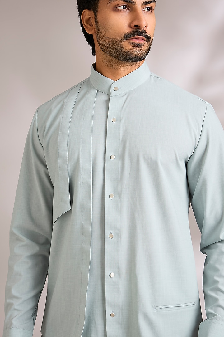 Mint Green Tencel Party Wear Shirt by AMIT ARORA at Pernia's Pop Up Shop