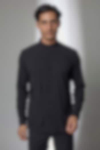 Black Tencel Party Wear Shirt by AMIT ARORA at Pernia's Pop Up Shop