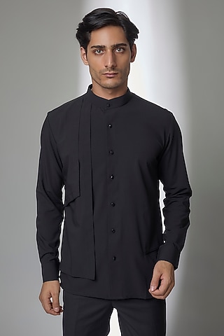 Black Tencel Shirt by AMIT ARORA