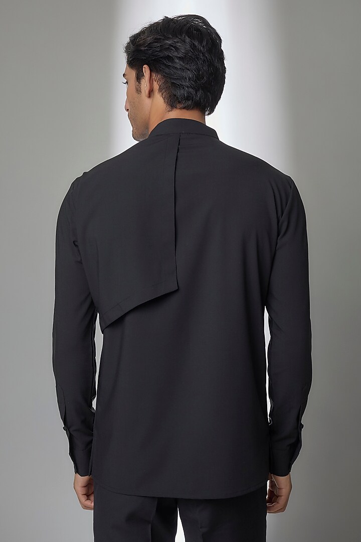 Black Tencel Party Wear Shirt by AMIT ARORA at Pernia's Pop Up Shop